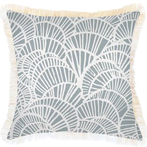 Cushion Cover Coastal Fringe Natural Positano Smoke 45cm x 45cm