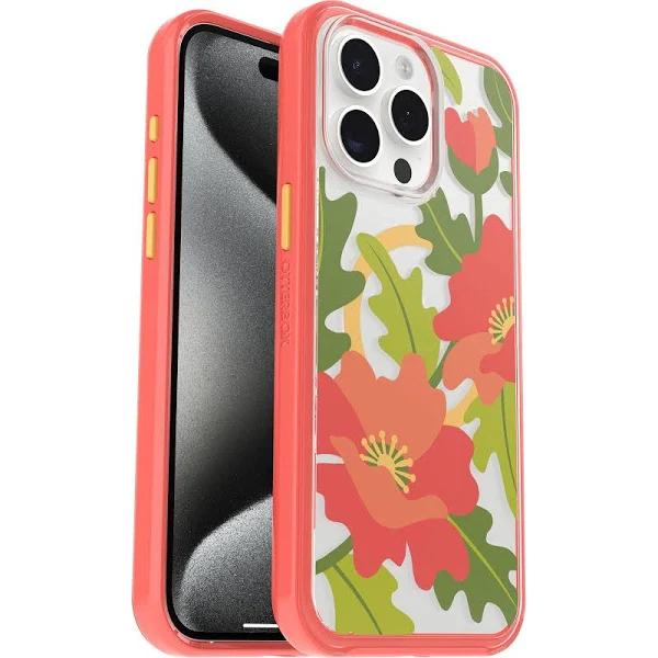 OtterBox iPhone 15 Pro Max Case | Symmetry Series Clear For Magsafe - Fluttering Flora