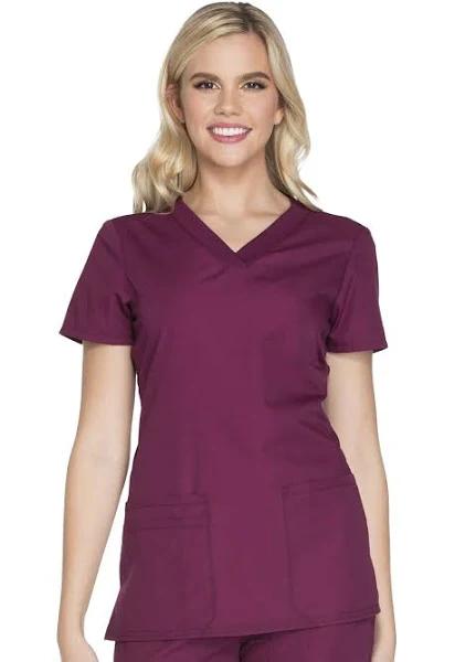 Cherokee Workwear WW645 Scrubs Top Womens V-Neck Wine