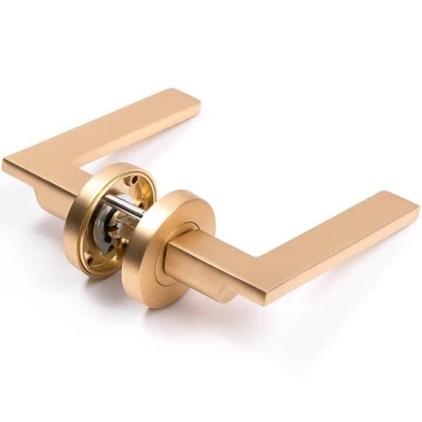 Manovella Hamilton Passage Door Lever Handle - Round Rose - Satin Brass