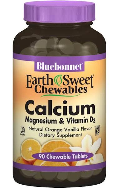 Bluebonnet Nutrition EarthSweet Chewables Calcium Magnesium & Vitamin D3 Orange Vanilla 90 Chewable Tablets