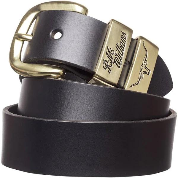 R.M.Williams - Men's 3 Piece Solid Hide Belt, Black (Size 34)