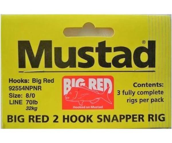 Mustad Big Red Snapper Rig 2 Hook Set Up x 3 Rigs 8/0