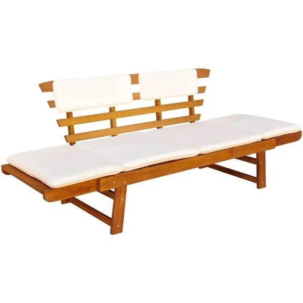 vidaXL Garden Bench with Cushions 2-in-1 190 cm Solid Acacia Wood