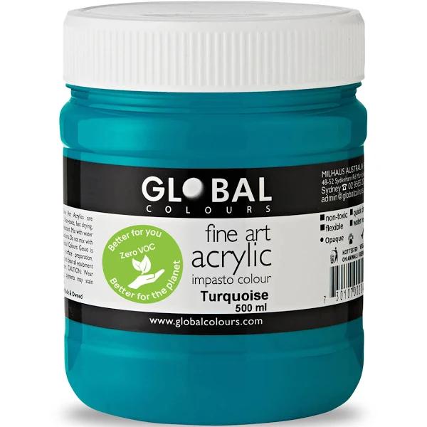 Global Colours Vegan Eco Acrylic Paint Turquoise 500ml Australian Made