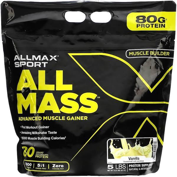 ALLMAX Sport All Mass Advanced Muscle Gainer Vanilla 5 lbs 2.27 kg (80 oz)