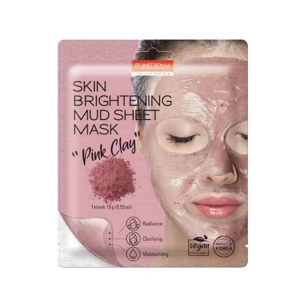 Purederm - Skin Brightening Mud Sheet Mask - 15gX1pc - Pink Clay