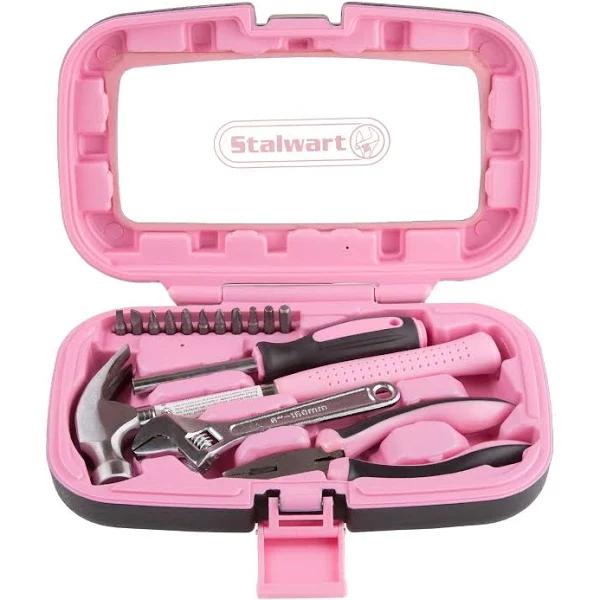 Household Hand Tools, Pink Tool Set 15 Piece by Stalwart, Set Includ