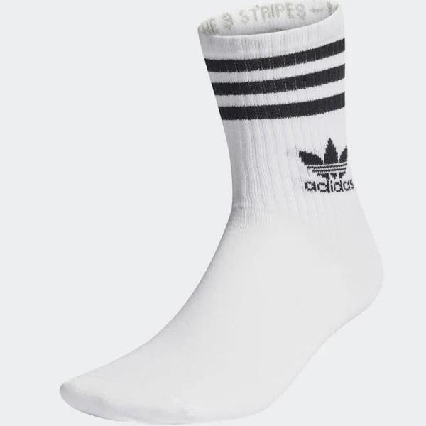 adidas-Mid Cut Crew Socks 3 Pairs-Unisex-White-S