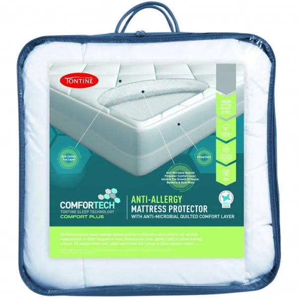 Tontine Comfortech Anti Allergy Mattress Protector - White / Queen