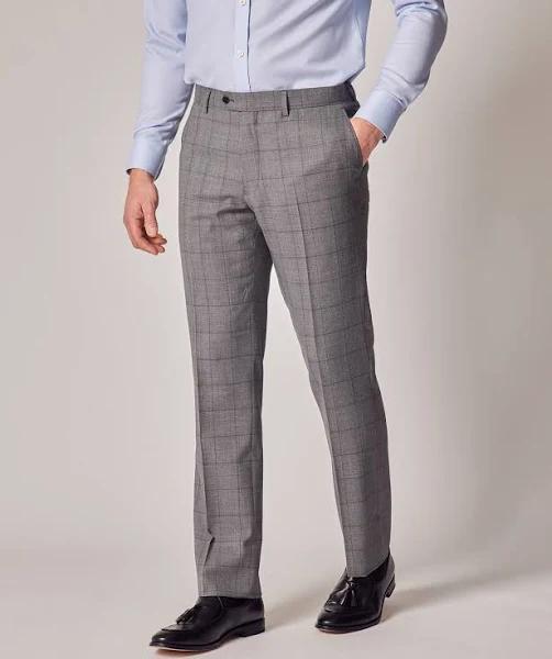 Hawes & Curtis Grey Prince of Wales Check Slim Suit Trousers