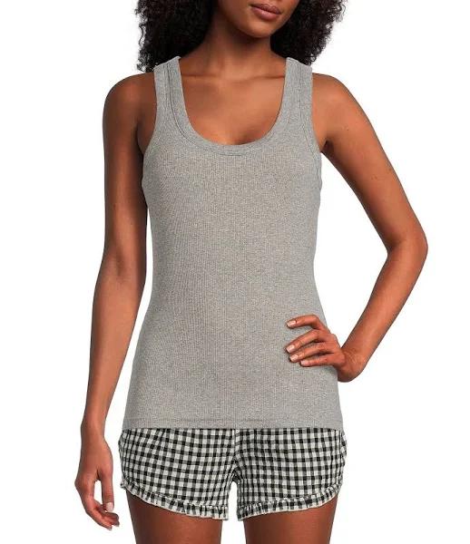 David Jones Papinelle Milla Rib Shelf Bra Tank Top in Grey, Size Large