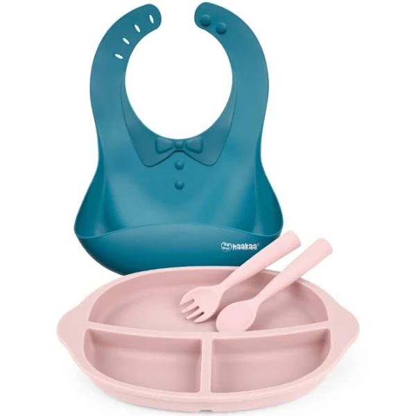 Haakaa Silicone Kids Dinnerware Set (Cobalt & Blush)