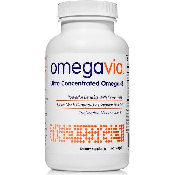 OmegaVia Ultra Concentrated Omega-3 Softgels, 1105 mg, 60 ct