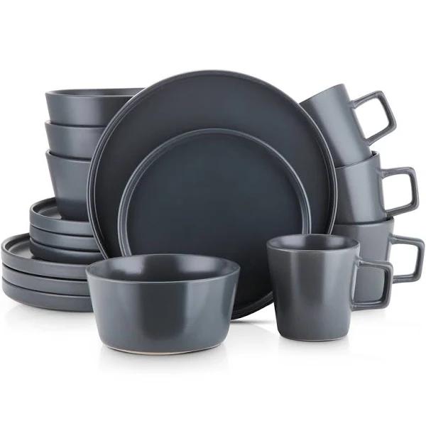 Stone Lain Coupe Dinnerware Set, Service for 4, Grey Matte | Tableware