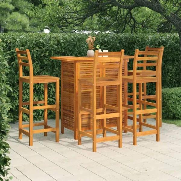 vidaXL 5 Piece Garden Bar Set Solid Wood Acacia