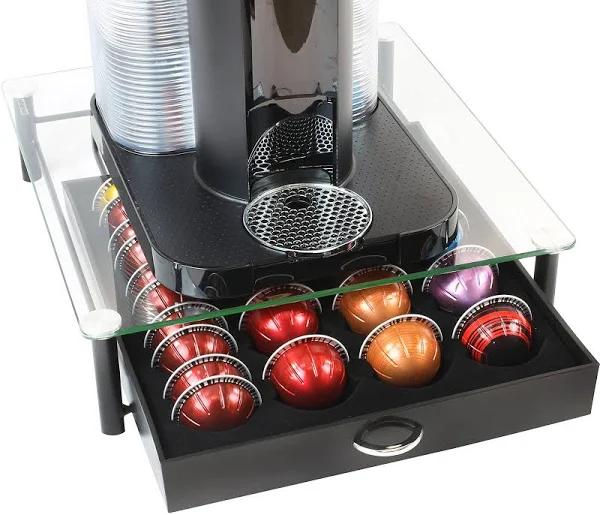 Tempered Glass Storage Drawer Holder For 40 Nespresso Vertuoline Coffee Capsules - AfterPay & zipPay Available