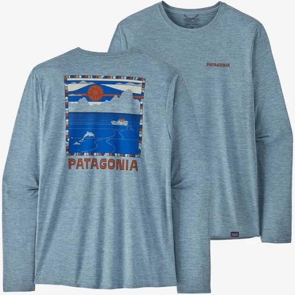 Patagonia Men's Long-Sleeved Capilene Cool Daily Graphic Shirt - Waters - Summit Swell: Steam Blue X-Dye / XS