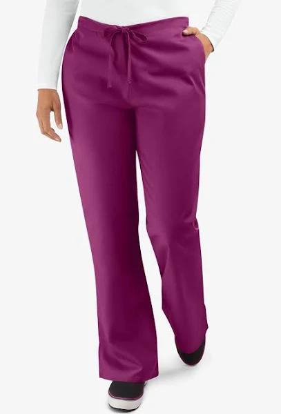 Cherokee Workwear Scrubs Women's Drawstring Flare Leg Pants - L - Wine