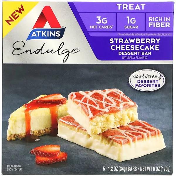 Atkins Endulge Bar Strawberry Cheesecake Dessert 5 Bars