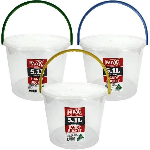 Clear Plastic Storage Bucket Tub 5.1L Kitchen Pantry Home Shed Organization