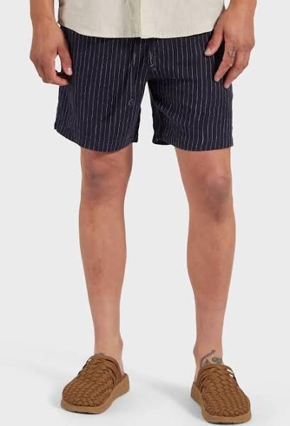 David Jones Academy Brand Cannon Linen Short in Navy, Size 32 in