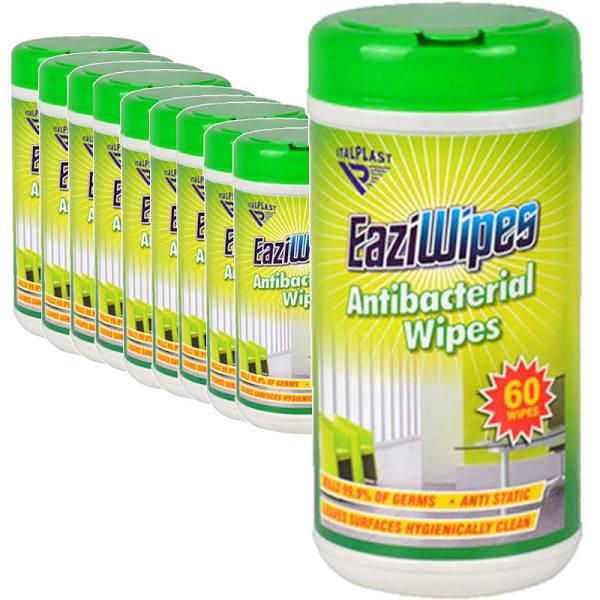 10x Tubs Antibacterial Disinfectant Surface Wipes Eaziwipes Kills