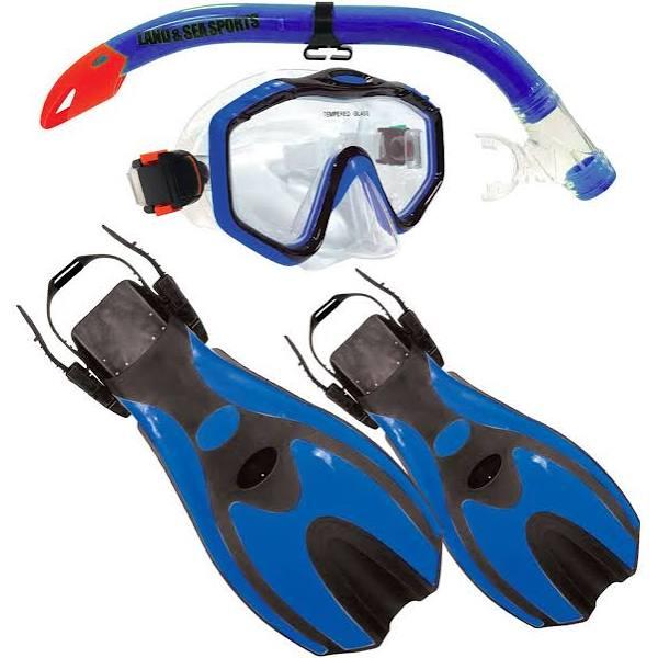 Land & Sea Sports 5-9y Porpoise Junior Snorkel Blue Flipper/Glasses/Fin Goggles