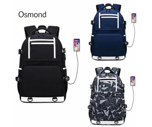 Oxford Cloth Waterproof Laptop Bag Backpack Travel Bag With External USB Charging Port