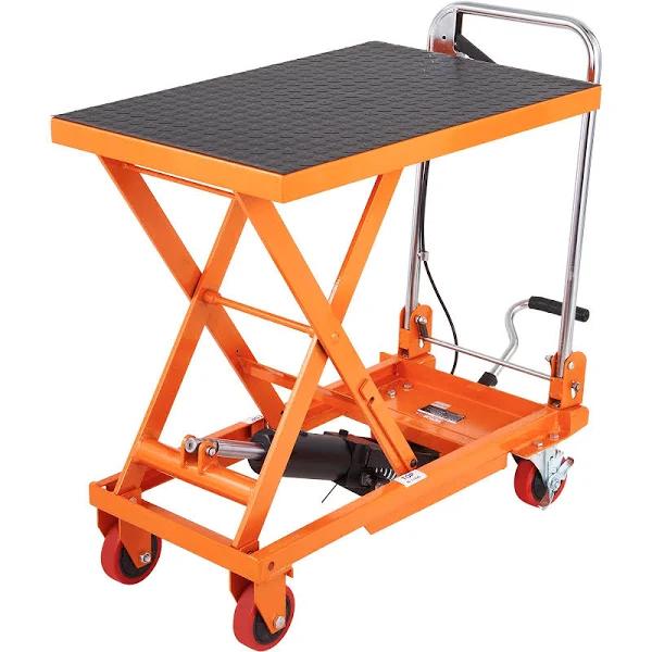 VEVOR Hydraulic Lift Table Cart 330lbs Capacity 28.5" Lifting Height Manual Single Scissor Lift Table with 4 Wheels and Non-slip Pad Hydraulic