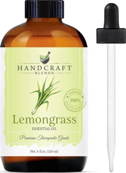 Handcraft Lemongrass Essential Oil - 100% Pure and Natural - Premium Therapeutic Grade With Premium Glass Dropper - Huge 4 fl. oz