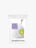 simplehuman Code G 30L Custom Fit Bin Liners, White, CW0166