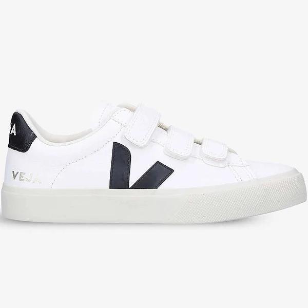 Veja Womens White/Blk Women's Recife Logo-Embroidered Leather Trainers EUR 41 / 8 UK Women