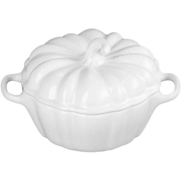 Le Creuset Stoneware Pumpkin Mini Cocotte 350ml White