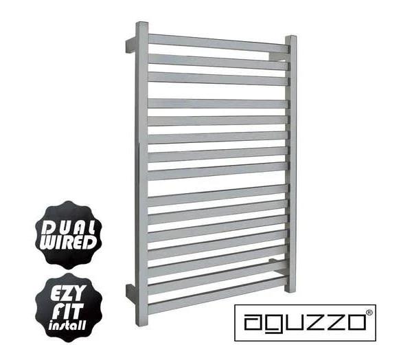 AGUZZO Ezy Fit Heated Towel Rail - Flat Tube - Dual Wired - (W600mm x H920mm) - Polished SS