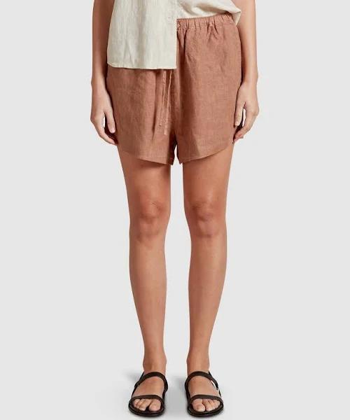 Academy Brand Riviera Linen Short in Almond, Size 6 AU