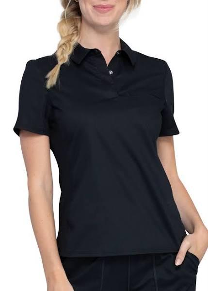 Cherokee Workwear Revolution Snap Front Polo Scrub Top - M - Black