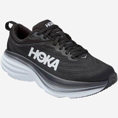 Hoka Bondi 8 Womens Wide, 9.5 / Black/White BWHT