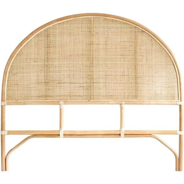 Lennox Rounded Rattan Bedhead Queen Size Natural