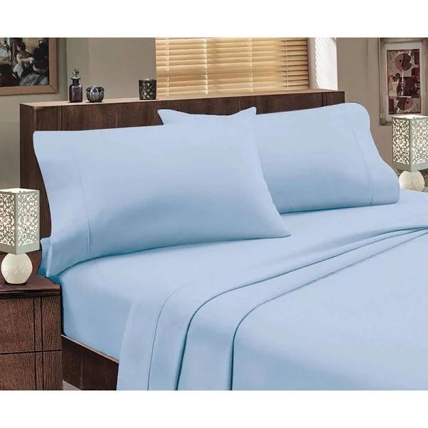 Jenny Mclean Abrazo Egyptian Cotton Flannelette Sheet Set Blue Mega King