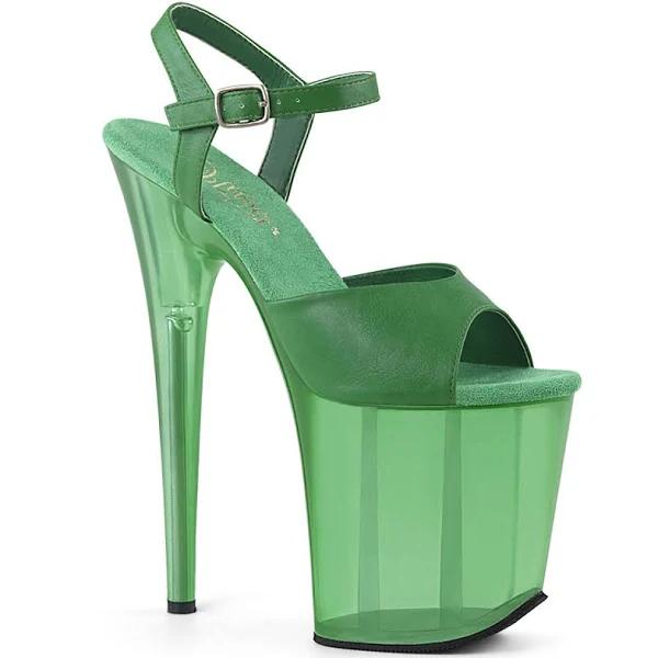 FLAMINGO-809T Green Faux Leather/Frosted Green Platform Sandal (W) 8