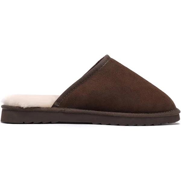 Men's Sheepskin UGG Slippers - 100% Australian Sheepskin - Winter Scuff Slipper, Brown / M8