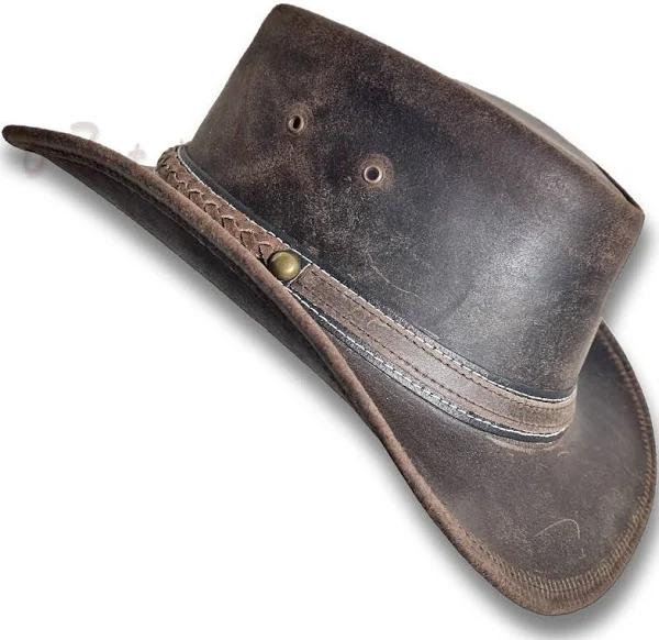 Oztrala Hat Leather Australian Oiled Outback Aussie Western Cowboy Men Women Bushman HL31