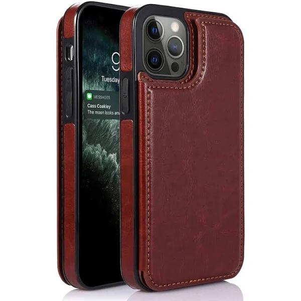 Leather Wallet Cover Case With Back Flip For iPhone 14 All Series