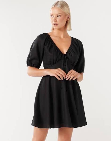 Forever New Darcie Ruched Bodice Mini Dress in Black 10