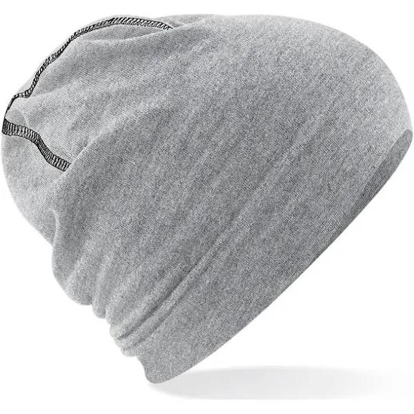 Beechfield Hemsedal Cotton Beanie B366 Heather Grey/Black One Size