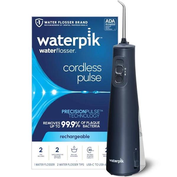 Waterpik Cordless Pulse Rechargeable Portable Water Flosser for Teeth, Gums, Braces Care and Travel with 2 Flossing Tips, Waterproof, Ada Accepted,