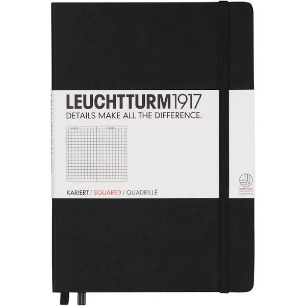 Leuchtturm1917 Black A5 Hardcover Medium Notebook | Squared