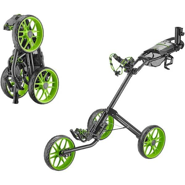 CaddyTek 3 Wheel Golf Push Cart - Deluxe Quad-Fold Compact Push & Pull