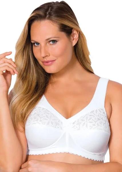 Glamorise Magiclift Cotton Support Wire-Free Bra - White - 26DD